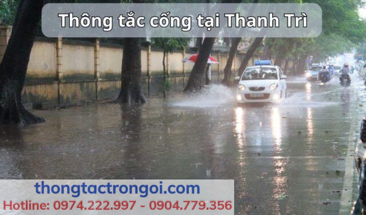 Đường phố Thanh trì có dấu hiệu ngập nước do tắc cống khi trời mưa