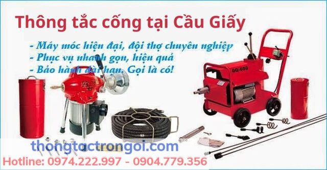 Trang thiết bị thông tắc cống tại Cầu Giấy với móc máy móc hiện đại