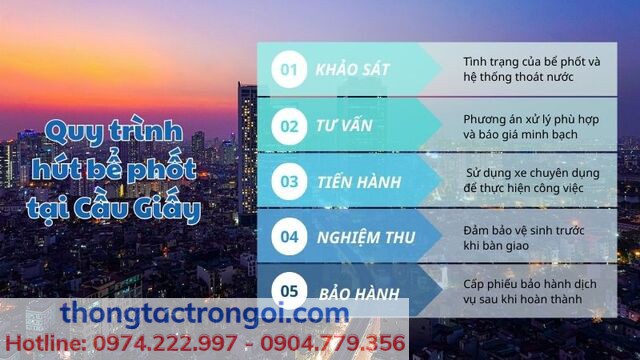 5 Bước tiến hành hút bể phốt tại Cầu Giấy đạt chuẩn 