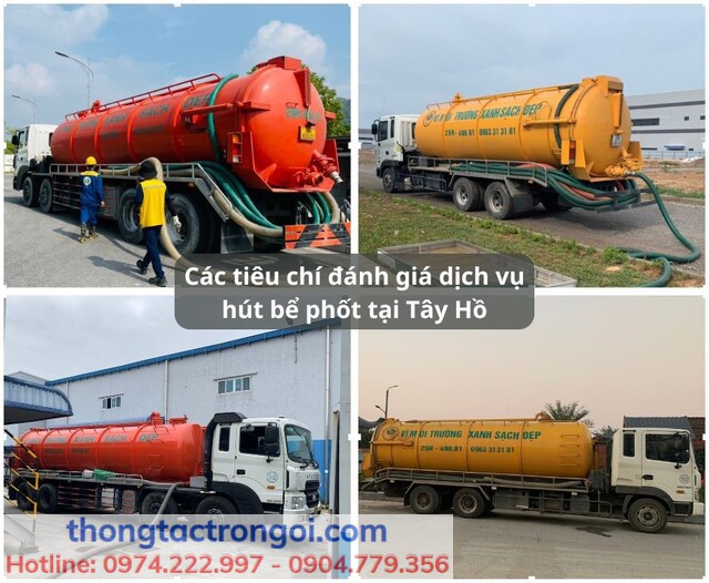 Những tiêu chí đánh giá dịch vụ hút bể phốt tại Tây Hồ