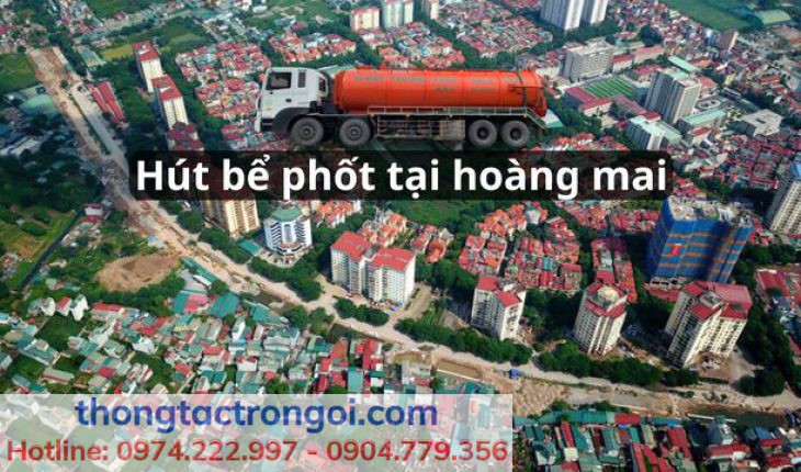 Khu vực hút bể phốt tại Hoàng Mai góc nhìn trên cao