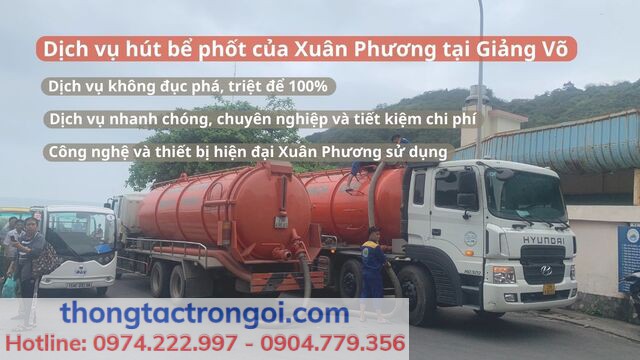 Dịch vụ hút bể phốt của Xuân Phương tại Giảng Võ