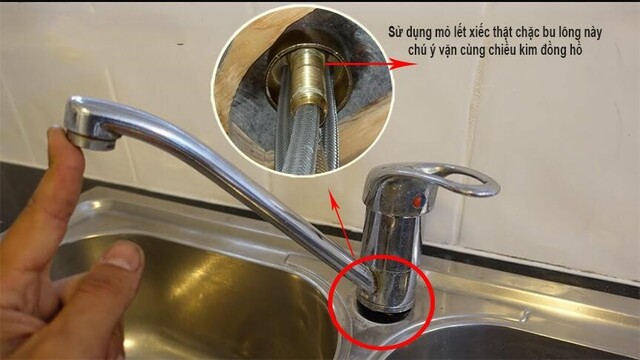 Cách xử lý vòi nước rửa bát bị lỏng