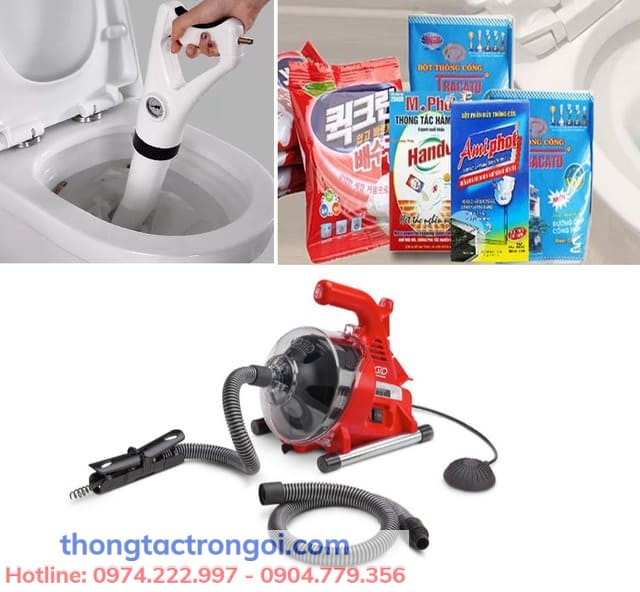 So sánh thiết bị máy lò xo với pittong và hóa chất thông tắc bồn cầu