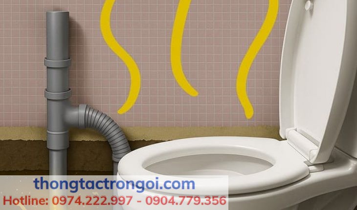 Khí thải từ bể phốt trào ngược qua bồn cầu do đầy hoặc tắc ống thoát khí