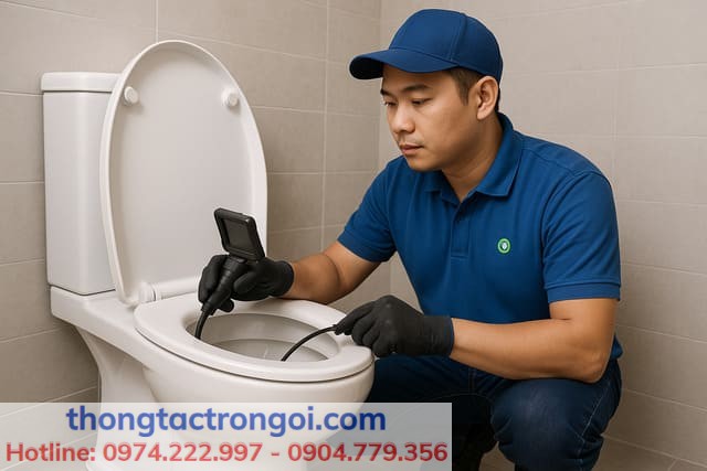 Nhân viên dịch vụ thông tắc bồn cầu chuyên nghiệp có mặt sau 15 phút