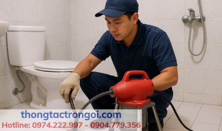 Kỹ thuật viên thông tắc ống thoát sàn chuyên nghiệp