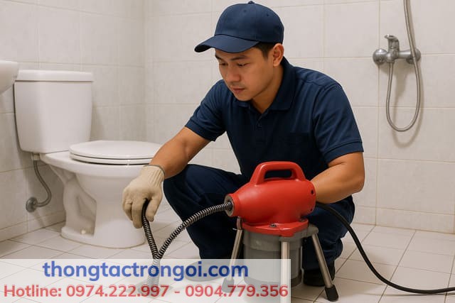 Kỹ thuật viên thông tắc ống thoát sàn chuyên nghiệp