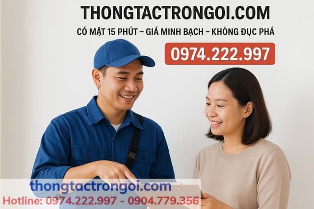 Dịch vụ thongtactrongoi.com có mặt 15 phút – giá minh bạch – không đục phá