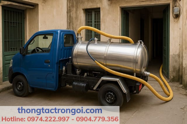 Xe hút bể phốt mini 1 khối phù hợp ngõ nhỏ hẹp