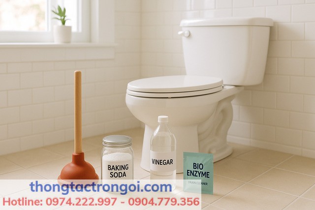 Hướng dẫn xử lý hầm cầu bị đầy tại nhà bằng baking soda, men vi sinh và pittong