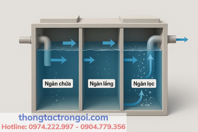 Cấu tạo bể phốt và nguyên lý hoạt động của từng ngăn