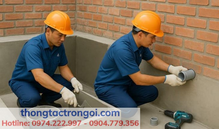 quy trình từng bước cách xây bể phốt thực tế tại công trình