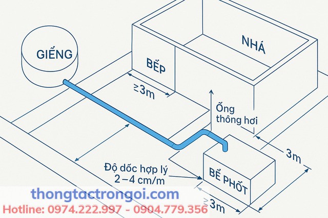 Tiêu chuẩn kỹ thuật xây bể phốt – kích thước, vật liệu và vị trí đặt