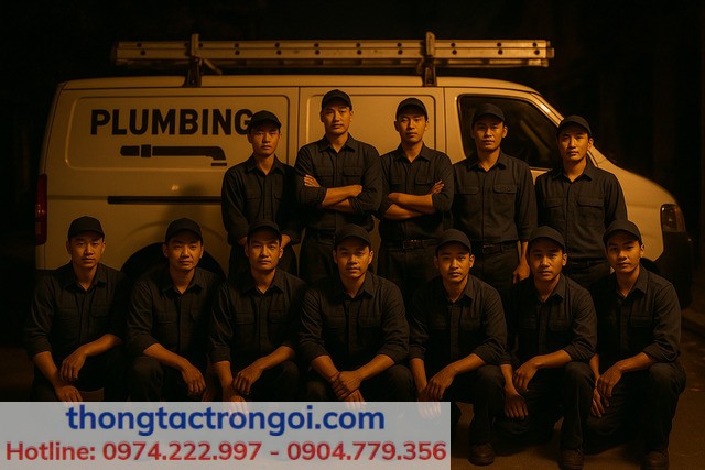 Đội ngũ dịch vụ thông tắc cống Xuân Phương sẵn sàng hỗ trợ khách hàng 24/7.