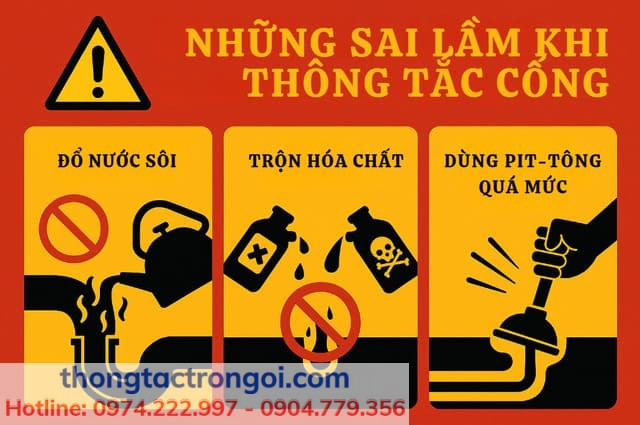 Những lỗi thường gặp dễ làm hỏng ống PVC khi thông cống.
