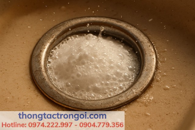 Phản ứng sủi bọt giúp phá lớp mỡ bám lâu ngày trong ống.