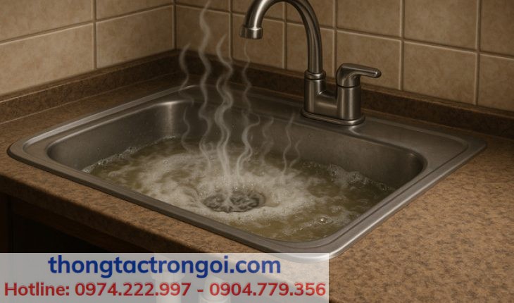 Tắc sâu cần thợ chuyên nghiệp, tránh tiếp tục đổ hóa chất gây hư ống.