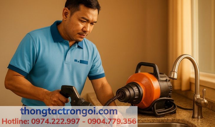 Khi tắc nặng hoặc nước trào ngược, nên gọi kỹ thuật viên hỗ trợ.