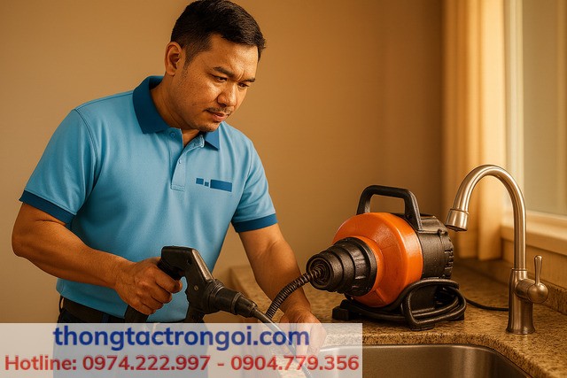 Khi tắc nặng hoặc nước trào ngược, nên gọi kỹ thuật viên hỗ trợ.