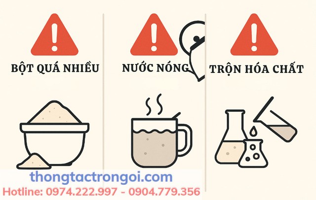 Những sai lầm dễ gặp khiến bột thông cống mất tác dụng hoặc làm tắc nặng hơn.