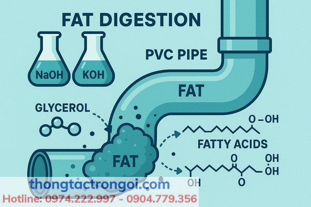 Các thành phần kiềm mạnh như NaOH và KOH giúp phân hủy dầu mỡ nhanh chóng.