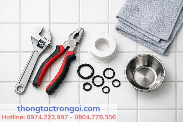 Chuẩn bị đúng đồ nghề giúp tránh tuột ron và phun nước.