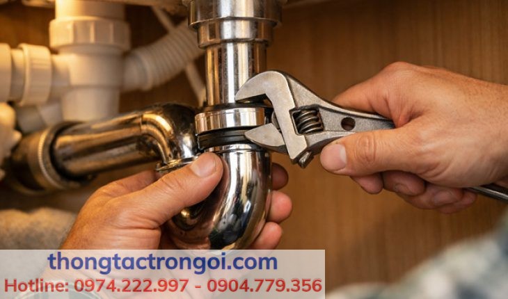 Lắp dưới lavabo: ưu tiên đúng gioăng và siết ren đều tay