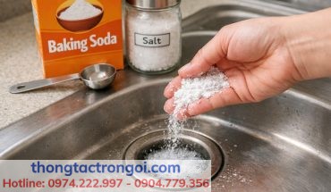 Muối + baking soda phù hợp khi bồn rửa hôi và bám bẩn nhẹ.