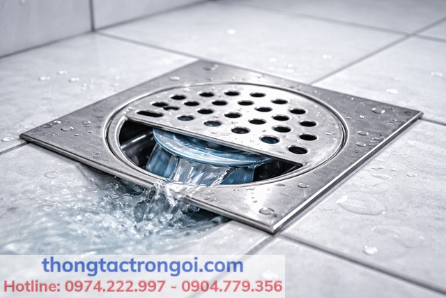 Phễu thoát sàn “thông minh” giúp ngăn mùi ngay cả khi ít dùng nước.