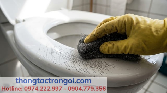 Tuyệt đối không dùng cọ sắt chà rửa vì sẽ làm xước lớp men nhựa PP