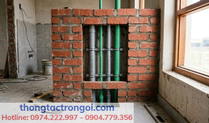 Sơ đồ thực tế bố trí các loại ống nước tiêu chuẩn bên trong hộp gen