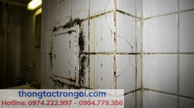 Hậu quả của việc thiết kế hộp kỹ thuật quá hẹp gây nứt vỡ và thấm dột nước