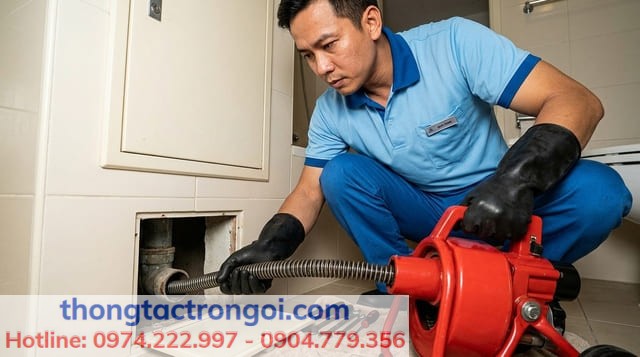 Máy lò xo chuyên dụng lôi sạch rác thải trong hộp kỹ thuật mà không cần đập vỡ.