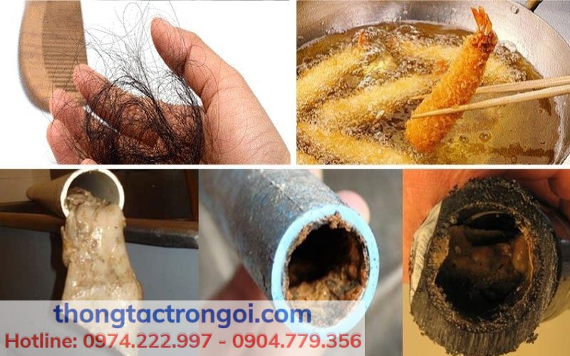 Dầu mỡ và búi tóc là nguyên nhân chính gây tắc cống khiến bạn phải tìm cách thông cống siêu nhanh mà không cần gọi thợ