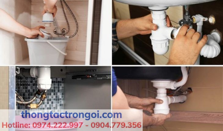 Thợ kỹ thuật hướng dẫn cách tháo xi phông chậu rửa bát để lấy rác